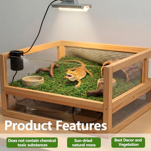 4 Pcs Reptile Carpet 12'' x 12'' Natural Moss Terrarium Bedding Reptile Liner Green Substrate Flooring Cuttable Terrarium Mat Tank Accessories for Bearded Dragon Leopard Snake Tortoise