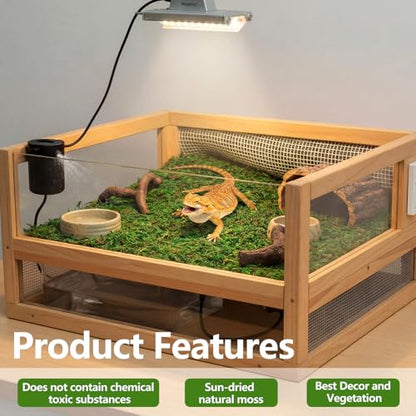 4 Pcs Reptile Carpet 12'' x 12'' Natural Moss Terrarium Bedding Reptile Liner Green Substrate Flooring Cuttable Terrarium Mat Tank Accessories for Bearded Dragon Leopard Snake Tortoise