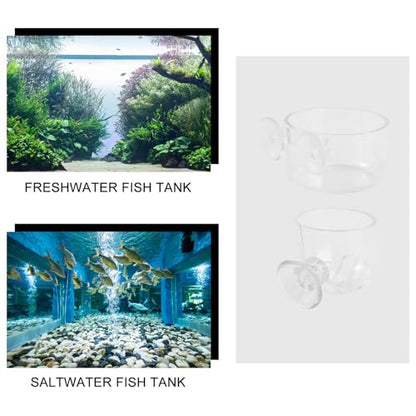 GANAZONO 2pcs Aquarium Fish Food Cup Set with Floating Acrylic Feeder Rings, Fish Feeding Device for Tank, Suitable for Frozen Bloodworms and Brine Shrimp Feeding in Home Aquariums
