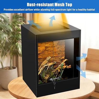 65 Gallon PVC Tall Reptile Terrarium Tank 36x24x18 inch Bearded Dragon Tank, Front Opening Reptile Enclosure Habitat with Tempered Glass & Sliding Door for Geckos, Snakes, Ball Pythons, Lizards - size: 65Gallon