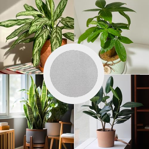 PINE & LINEN 100pcs Flower Pot Hole Mesh Pad, Round Drainage Mat Plant Potting Grid Mat, Prevent Soil Loss for Gardening/Gardeners(10cm/4inch) - size: 10cm/4inch