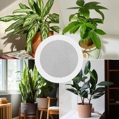 PINE & LINEN 100pcs Flower Pot Hole Mesh Pad, Round Drainage Mat Plant Potting Grid Mat, Prevent Soil Loss for Gardening/Gardeners(10cm/4inch) - size: 10cm/4inch