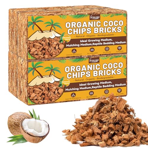 4 Pack Coco Chips for Plants- 4.4lb Organic Coconut Husk Potting Mix | Coconut Mulch Coco Husk Chips for Garden, Potted Plants, Orchid Repotting Soil Mix, High Expansion & Moisture Retention - size: 4 Pack