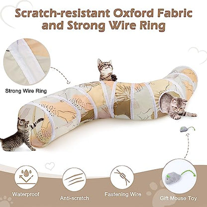 Glittme Cat Tunnel, Cat Tunnels for Indoor Cats, S-Shape Cats Cave with Cat Toys, Foldable Cat Tubes and Tunnels for Cats, Rabbit, Puppy, Guinea Pig | Interactive Bunny Tunnel And Cat Tubes With Crinkle Sounds. Ideal For Kittens, Ferrets And Small Pets To