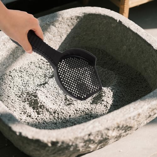 HOMSFOU 2pcs Cat Litter Scoop Set with Large Slotted Plastic Shovels for Convenient Waste Removal, Sturdy Ergonomic Design for Cat and Reptile Litter Box Cleaning, Small and Large Sizes