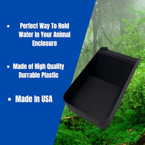 Hermit Crab, Lizard, Turtle, Amphibian XL Watering Pool | Platform Pool Accessory with Access Ramp for Pet Habitats | 9.75" x 5" | Made in USA (X-Large) (Fresh Only, Black) - color: Fresh Only, Black