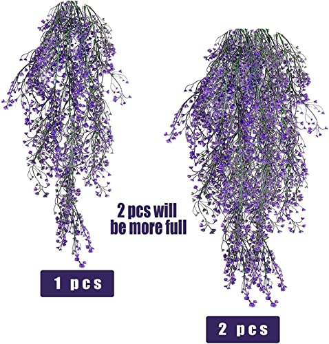 Toprooms Hanging Fake Plants,4 Pcs Faux Eucalyptus Leaf Greenery Vine Plant Faux Plants Fake Ivy Room Decor Home Garden Wedding Party Indoor Outdoor Decorations (4 Pcs Purple) - color: 4 Pcs Purple