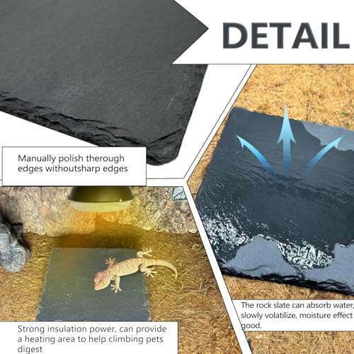 Reptile Basking Platform 2Pcs 6.0''x6.0'' Turtle Rock Plate Slate Feeding Food Dish Bowl Bathing Rest Terrace for Chameleon Lizard Bearded Dragon Gecko Snake Frog Newt (6.0''/15CM) - size: 6.0 inches