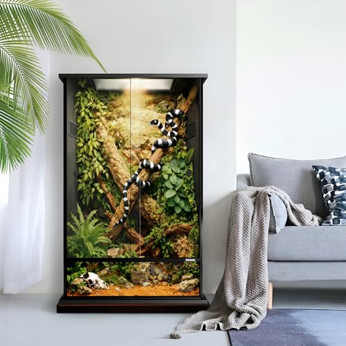 67 Gallon Tall PVC Reptile Enclosure,24"x18"x36" Reptile Tank Large Terrarium for Arboreal Reptile,Snake,Ball Python,Gecko,Frog,Lizard,Chameleon with Front Sliding Door,Screen Ventilation - size: 24x18x36 inch