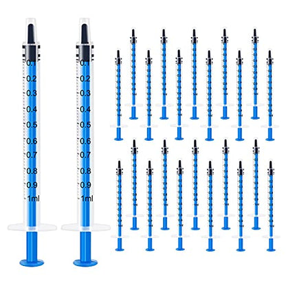 24 Pack 1ml Syringe Without Needle Small Plastic Syringes Sterile Packed with Measurement for Oral, Dental, Lab, Plant Hydroponic, Pet Use