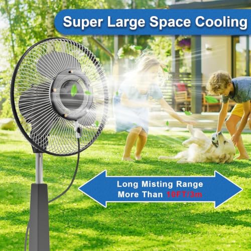 POCKET PANDA Fan Misters for Cooling Outdoor,Fan Misting Kit. | Integrated Mister Ring for Outside with Water Valve, Fit for Any Durable, Seamless not Easy to Leak - size: 19FT