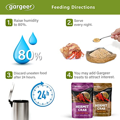 Gargeer 2oz Hermit Crab Food. Non-GMO, Premium Ingredients, Made in USA | Premium daily hermit crab food! Rich in krill, kelp, organic carrot & essential minerals for immunity. Made in the USA