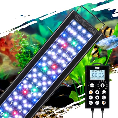 hygger Programmable LED Aquarium Light, Full Spectrum for Planted Tank, 38W | 24/7 Sunrise Sunset Cycle, 8 Color Adjustable Brightness Fish Tank Light,Extendable Brackets Aquarium Lamp for 29-35''Tanks - size: L（For 29-35 "fish tank）