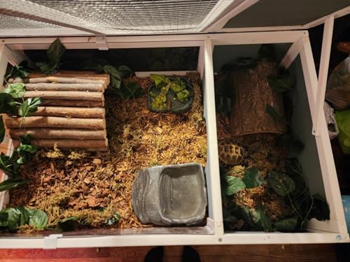 Tortoise Enclosure Indoor Wooden Tortoise Habitat, Adjustable Lamp Stand | Reptile Cage with Hygrometer Thermometer, Easy Clean Open Top