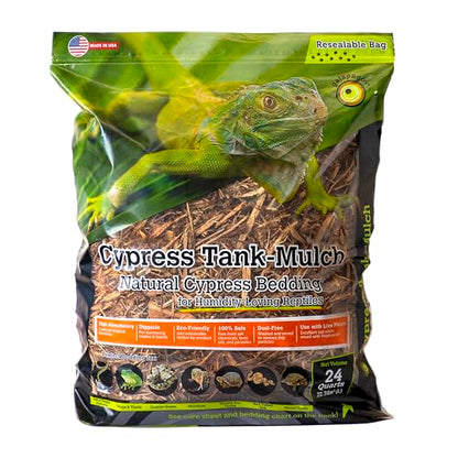 Galápagos (05056) Cypress Tank-Mulch Woodland Bedding for Reptiles & Amphibians, Eco-Friendly, High Absorbency, Dust-Free Perfect for Bearded Dragons, Tortoises, Snakes, & More, 24QT