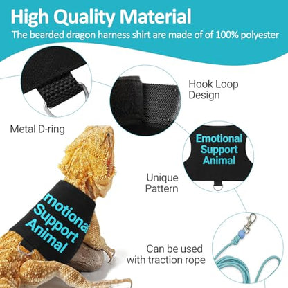 Bearded Dragon Lizards Clothes with Leash Set - Cute Lizard Reptile Small Animal Adjustable Harness Clothes for Walking Outdoor Security Costume Photo Prop(Blue - color: Blue