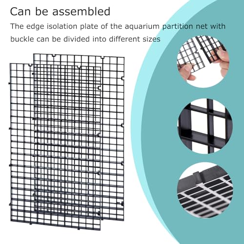 8pcs Aquarium Plastic Grid Divider Tray Egg Crate Aquarium Fish Tank Bottom Isolation with Bracket and Suction Cups(11.8x5.9 Inch)