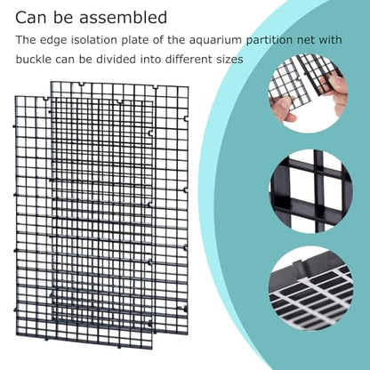 8pcs Aquarium Plastic Grid Divider Tray Egg Crate Aquarium Fish Tank Bottom Isolation with Bracket and Suction Cups(11.8x5.9 Inch)