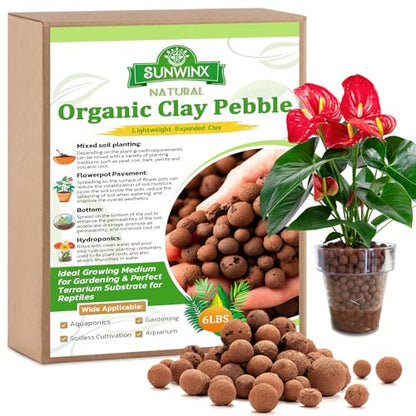 6LB Organic Leca Clay Pebbles for Plants, 4-16mm Natural Leca Balls | Reusable, Drainage, Aeration, Moisture Retention, Hydroponic, Lightweight for Orchids, Succulents, Terrarium, Indoor Plants - size: 6LB