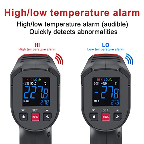 UNI-T Infrared ir high Temperature Thermal Gun for Cooking Automotive, -58°F~932°F Non Contact Thermometer Pyrometer for Pizza Oven Griddle Food Meat Surface Laser Temp Gun Gauge UT306C
