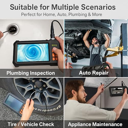 49.2 Feet Inspection Endoscope Camera with Light, 1080P HD Borescope Camera with Light, 4.3" IPS Screen, IP67 Waterproof Sewer Borescope, 49.2Ft Semi-Rigid Cord Drain Pipe Endoscope Cool Gadgets Tool - size: 49FT