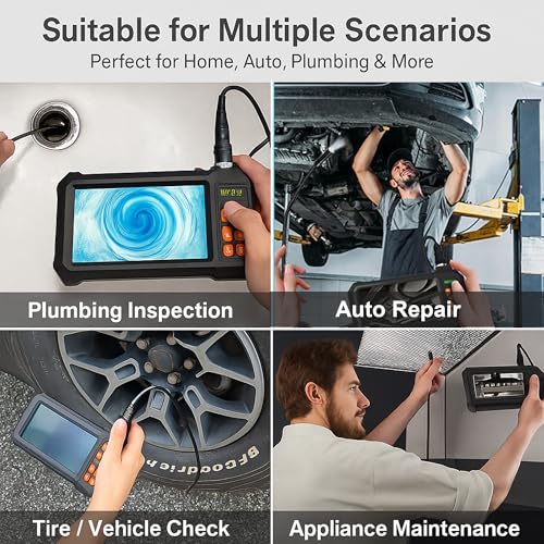 Endoscope Camera with Light, 1920P HD Borescope Inspection Camera with 4.3" IPS Screen, IP67 Waterproof with 8 LEDs & 16.5ft Semi-Rigid Snake Camera for Automotive Pipe Tools Gadgets for Men - size: 16.5FT