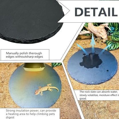 Reptile Basking Platform 2PCS 7.8IN Turtle Rock Slate Plate Feeding Plate Food Bowl Dish Tortoise Bathing Resting Terrace for Lizard Bearded Dragon Chameleon Gecko Snake Frog Newt - size: 7.8inch(2pcs)