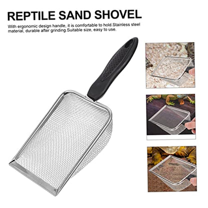 2Pcs Reptile Litter Scoop Fine Mesh Shovel for Easy Cleanup of Tortoise Lizard Gecko Waste Terrariums and Aquariums Durable and Comfortable Handle