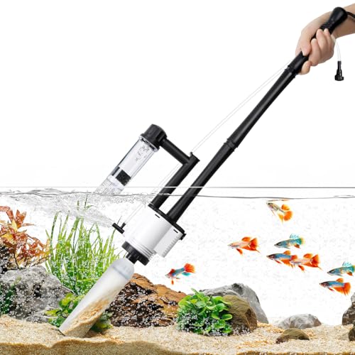 AQQA Electric Aquarium Gravel Cleaner, 8-in-1 Fish Tank Vacuum | Water Changer Sand Washer Algae Brush Turtle Shower Filter, Automatic Cleaning Kit for Freshwater Saltwater, 30W/480GPH