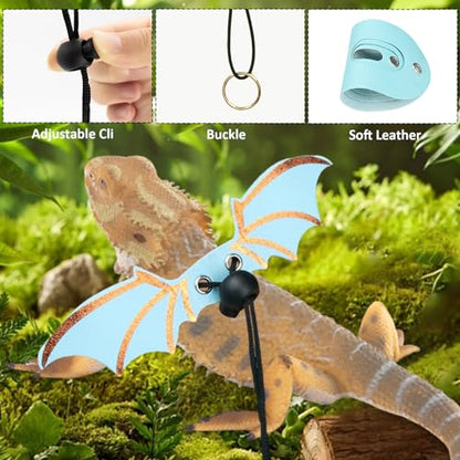 Adjustable Lizard Leather Leash Harness and Bearded Dragon Carriers Sling,Bearded Dragon Harness and Leash Set Soft Spacious Opening for Camping for Outdoor Travel Walking Rest - color: Blue