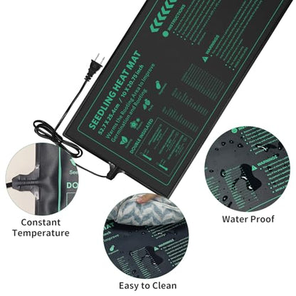 Seedling Heat Mat 6 Pack Durable Waterproof Plant Heating Pad 10"x 20.75" for Germination, Indoor Gardening, Greenhouse - size: 6 PACK