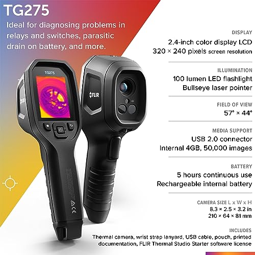 FLIR TG275 Thermal Imaging Camera with Bullseye Laser: High Temp Infrared Camera for Automotive Diagnostics - style: TG275