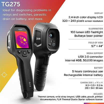 FLIR TG275 Thermal Imaging Camera with Bullseye Laser: High Temp Infrared Camera for Automotive Diagnostics - style: TG275