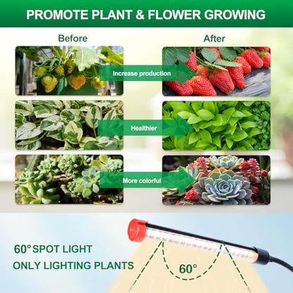 Clip Grow Lights for Indoor Plants, Seed Starting, Bonsai, 4/8/12/16/20H Timer, Full Spectrum Plant Growing Lamps, 27 Watt Power Draw, NO Need Adapter, 360° Gooseneck - size: Clip-3Head-27W