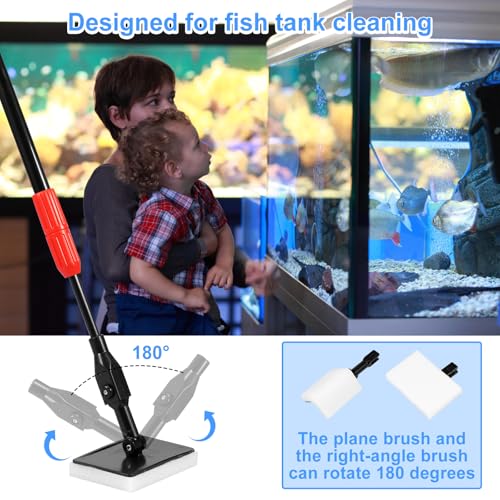 US 6 in 1 Aquarium Cleaning Tools Complete Aquarium Cleaning Kit with Scraper Gravel Rake Pipe Brush Practical Fish Tank Cleaning Kit with 3.3Ft Adjustable Handle for Glass Tank