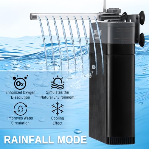 XpertMatic Aquarium Filter 220GPH, Submersible Powerful Pump for 20-50 Gal | Built-in 9W Clean Light, Gallon Tank, Fish Tank Filter, for Pond Turtle Tank Saltwater Freshwater