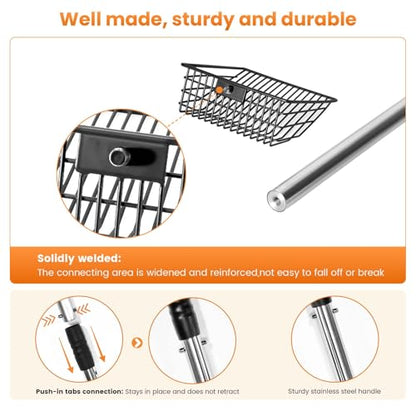 Cat Litter Scoop 43 inch Metal Litter Scooper with Stainless Steel Long Handle, Upgraded Large Kitty Box Scooper Heavy Duty Deep Shovel for Fast Sifting, Dog Waste Scooops for Outside Pet Poop