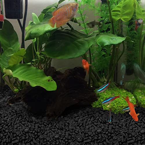 Mr. Fireglass 3/8" Natural Black Polished Pebbles Aquarium Rocks, 2 lb Bag - color: Black, size: 2 Pounds