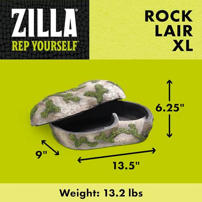 Zilla Rock Lair, Naturalistic Hide, Supports Shedding and Egg-Laying, Retains Humidity, Ideal for Snakes and Lizards, Extra Large