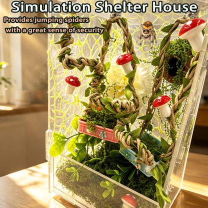 Jumping Spider Hidden Habitat Set (Decorated) - Jumping Spider Cage Accessories - Fun Perimeter Accessories for Climbing and Hiding