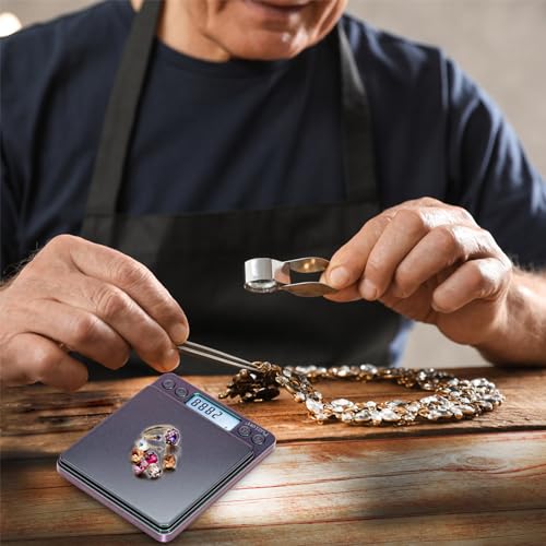 Fuzion Digital Scale .01 Gram Accuracy, 500g Small Kitchen Food Scales | 2 Trays Included for Jewelry, Gold, Herb, Powder, Spice, Coffee, Coin - Weight Gram and Oz - color: Ombré Purple-Green