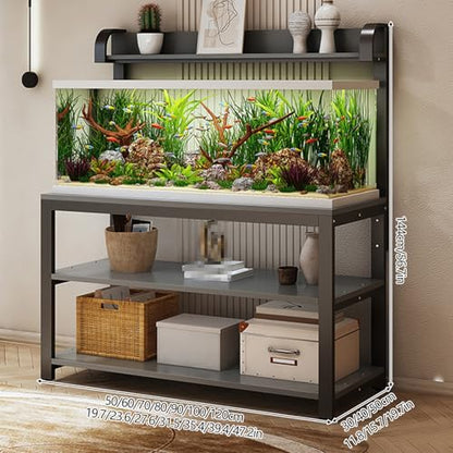 Adjustable Metal Aquarium Stand with Storage Shelf - Height Adjustable, Open Design for Home & Office - Sturdy & Stylish Fish Tank Holder,White+black,100x30x144cm - size: 100x30x144cm