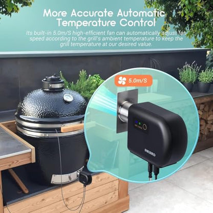 INKBIRD Wi-Fi and Bluetooth BBQ Automatic Smoker Fan Thermometer | Temperature Controller with 4 Probes for BGE, Kamado Joe, Primo, Ceramic Grills, 2 Size Adapters, Hard Carrying Cases