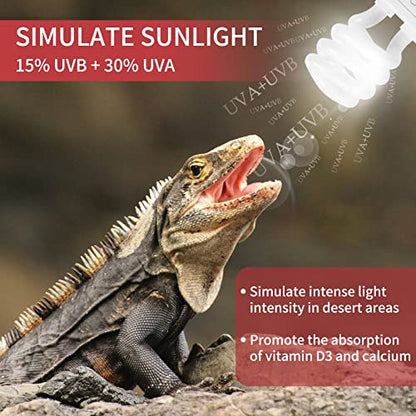 LUCKY HERP 13W UVB 15.0 Intense UVA UVB Compact Flouorescent Lamp Desert Terrarium Light Bulb for Reptile and Amphibian - style: UVB15.0 13W