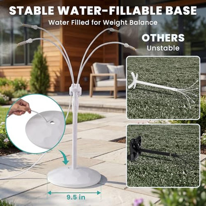 Standing Misting Cooling System, Fillable Base, White | Adjustable Height, 26.2FT Water Line, Portable Mister For Outside Patio Cooling, Pool Tanning, Garden Greenhouse Watering - color: White