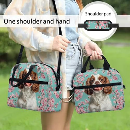 Cavalier King Charles Spaniel Dog Kids Insulated Lunch Bag Cherry Blossom Lunch Box Outdoor Insulated Lunch Box Student Lunch Tote Bag Picnic Lunchbox - color: Cavalier King Charles Spaniel Dog Cherry Blossom