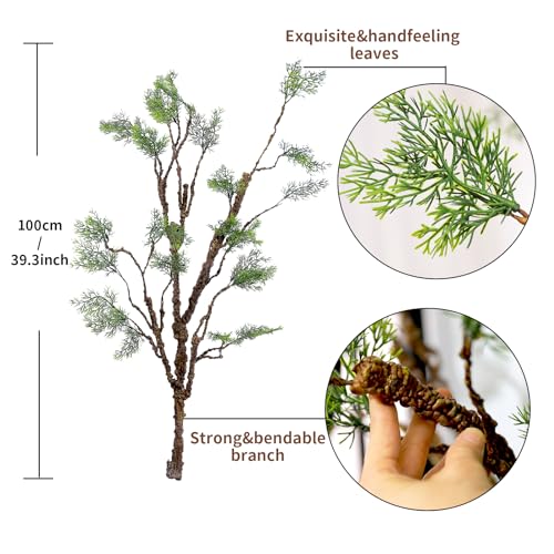 39.3in Bendable Artificial Pine Tree Branch Cedar Stems Reptile Yules Decor | Faux Tree Trunk Twigs Plants Garland With Greenery Picks For Christmas Wall Hanging Climb Outdoor Jungle Halloween Decoration