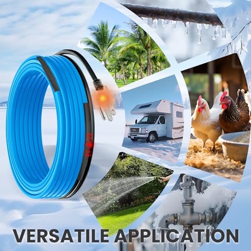 MAXKOSKO 18ft Self Regulating Heat Tape for Water Pipes Heating Cable | Heat Trace Cable with Thermostat Keeps Water Flowing at -40°F, Freeze Protection for Metal & Plastic Pipes,120V 5W/ft - color: 18-feet