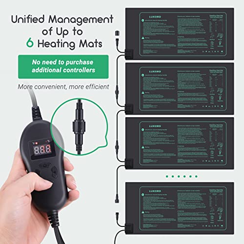 LUXBIRD 2 Pack Seedling Heat Mats with Digital Thermostat Controller, 10" x 20.75" 30W for Seed Starting, Germination, Hydroponics, Brewing, Breeding, Greenhouses (LB-HT02) - size: 2 Pack-10x20.75