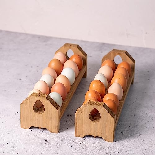 Farmhouse Stackable Wood Egg Holder - Fresh Egg Storage (2)